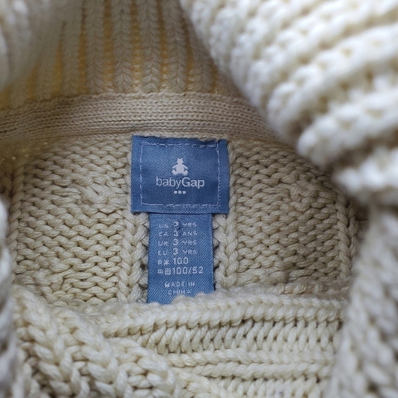 Baby gap blue and cream mock neck toggle cable knit sweater Sz 3T - Picture 7 of 7